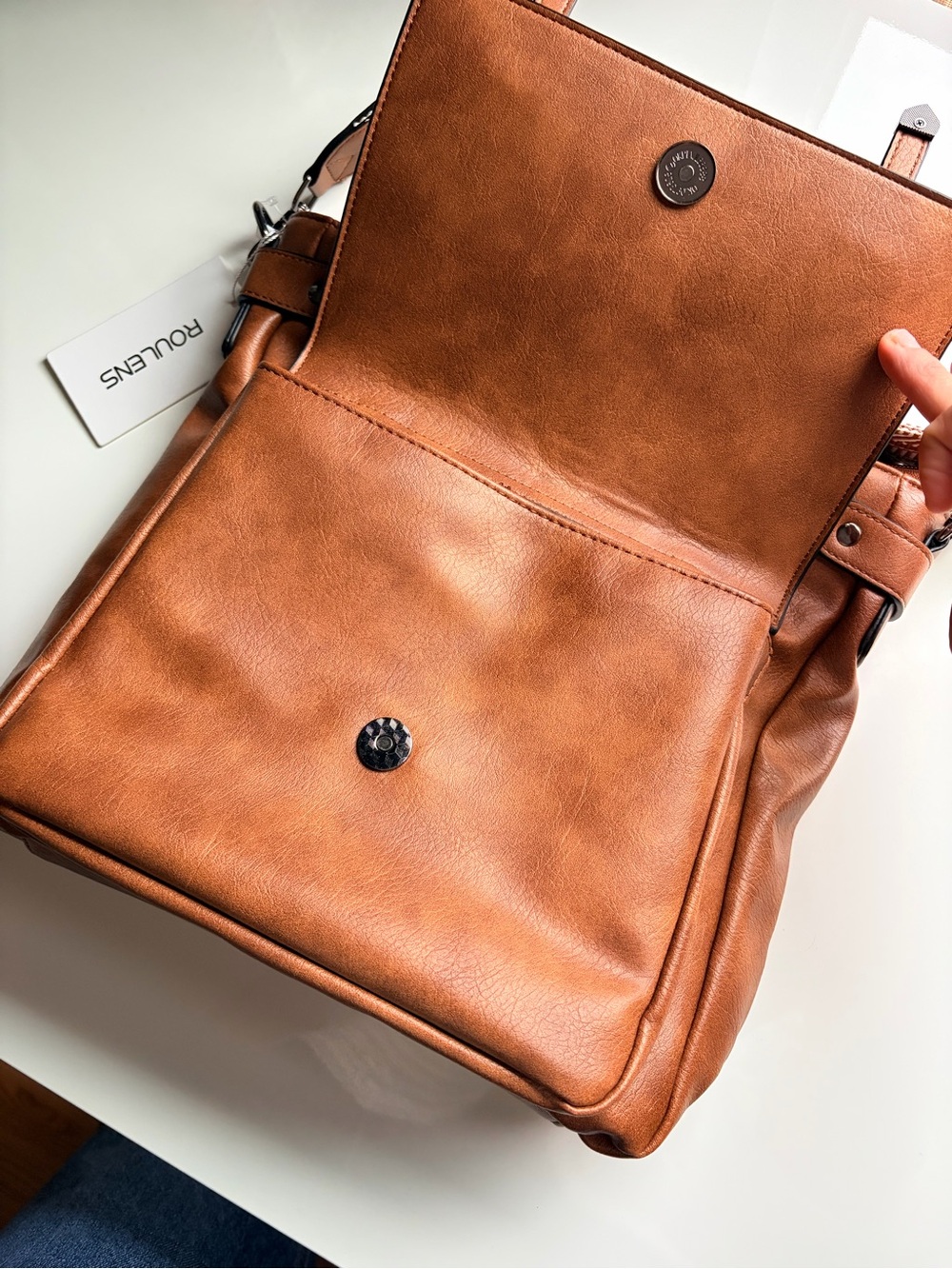 NWT brown Roulens Vegan Leather crossbody purse bag satchel - Picture 6 of 14